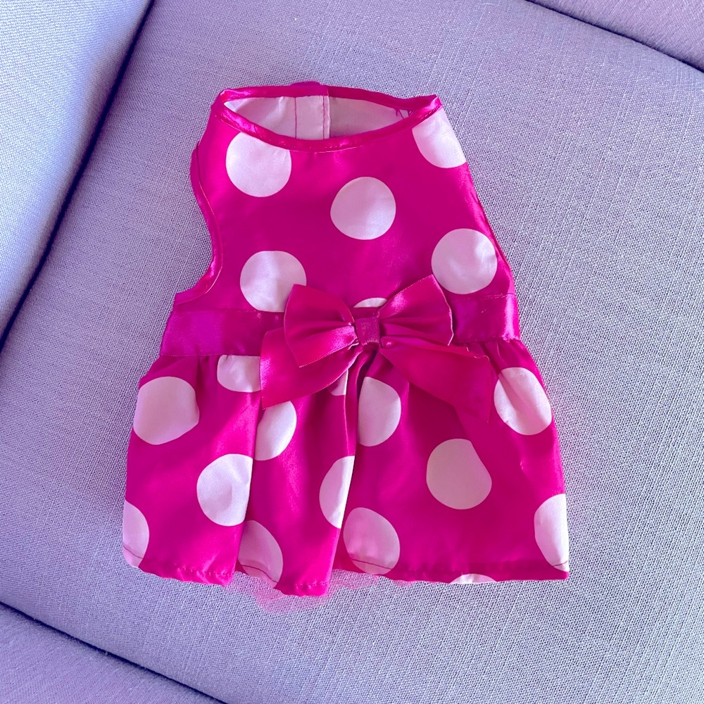 Pink polka dot party dress, Simply Dog, sz S, worn once for photo,